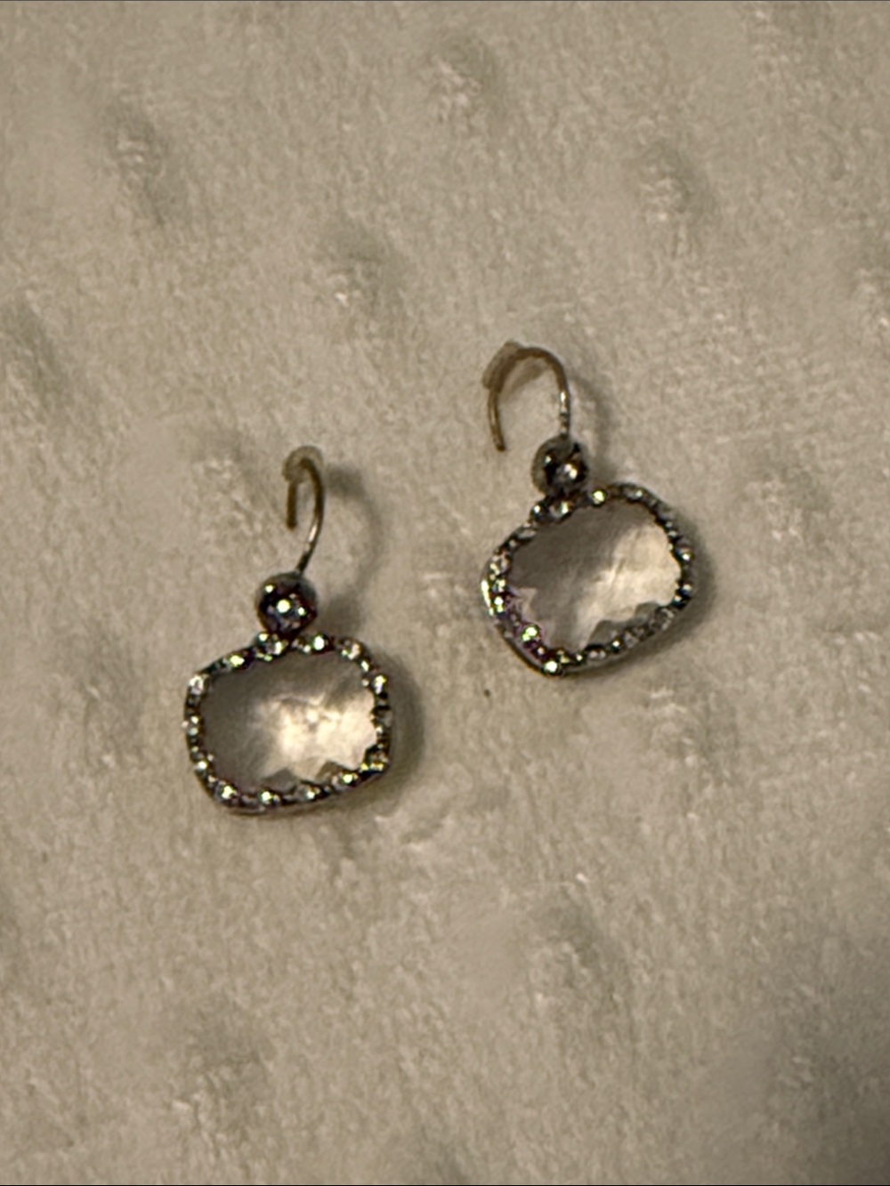 Crystal Drop Dangle Earrings in Silver and White